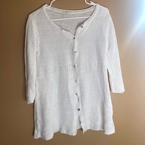 Eileen fisher white knit button up blouse size S